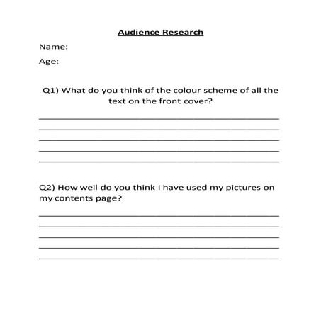 Audience research - questionnaire and tally | DOCX