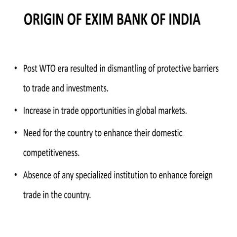 Origin of exim bank of india
