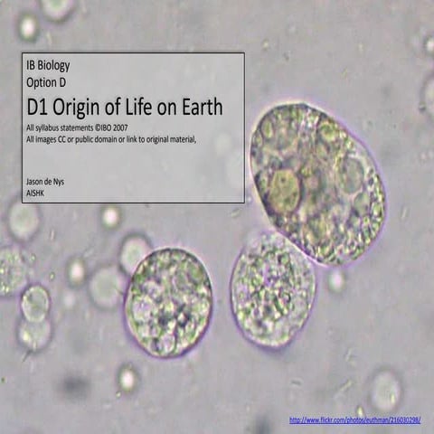 IB Biology Option D.1: Origin of life