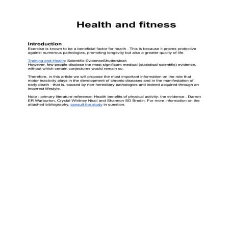 Fitness and health