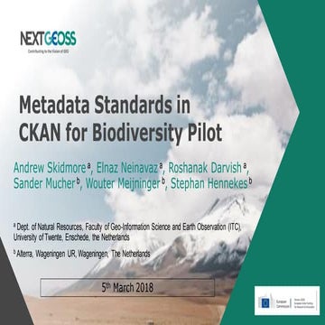 Metadata Standards in CKAN for Biodiversity Pilot in NextGEOSS