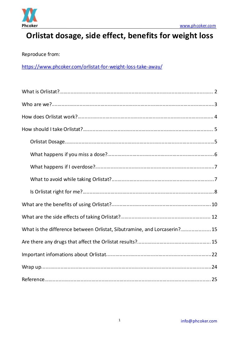 Orlistat dosage, side effect, benefits for weight loss