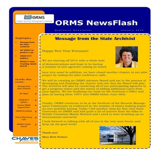 ORMS News Flash January 2014 | PDF