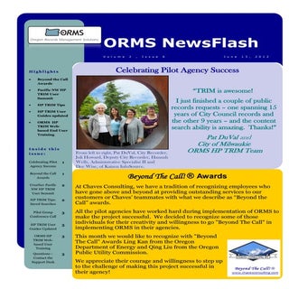Orms news flash volume 2 issue 6