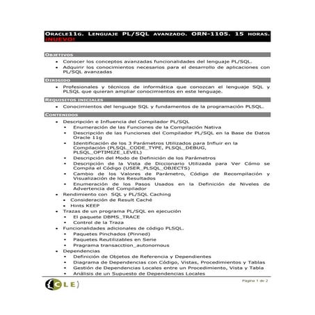 Curso Oracle11g Lenguaje PL/SQL Avanzado