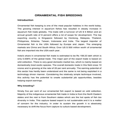 ORNAMENTAL FISH BREEDING