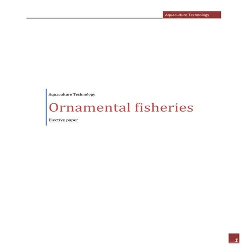 ORNAMENTAL FISHERIES A TO Z INFORMATION.
