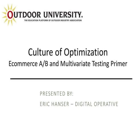 Culture of Optimization