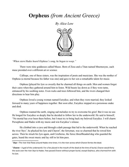 Intro to Orpheus Greek Myth