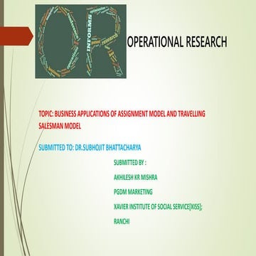 OPERATIONAL RESEARCH BUSINESS APPLICATIONS 