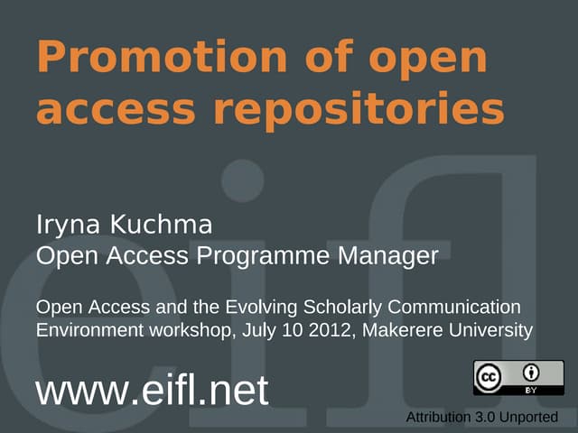 Promotion of open access repositories