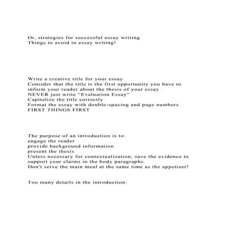 Or, strategies for successful essay writingThings to avoid in .docx