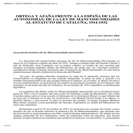 Ortega y Azaña frente a la España de las Autonomías