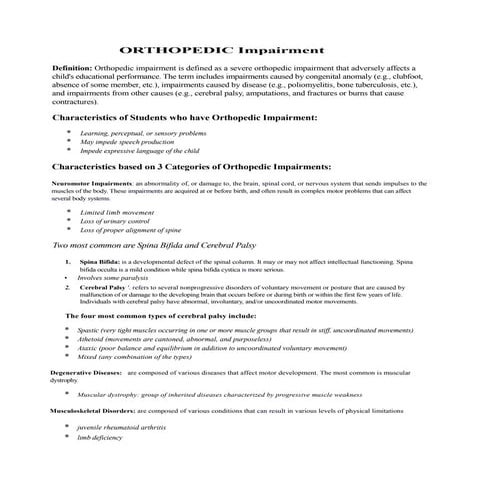 Orthopedic impairment