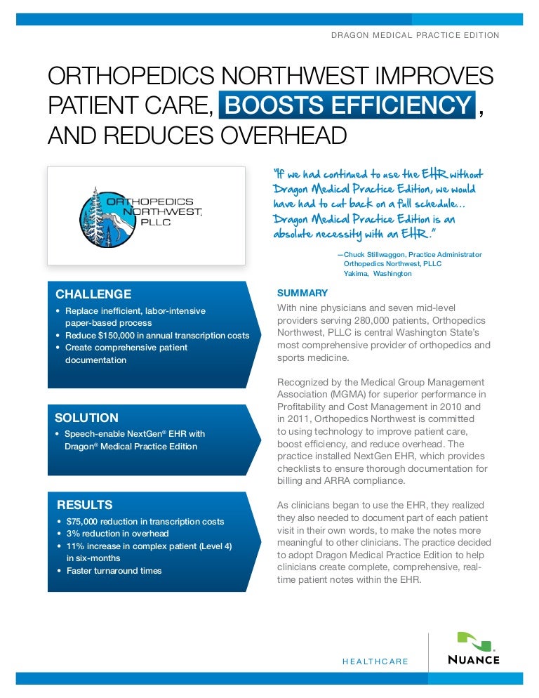 Orthopedics Northwest Case Study