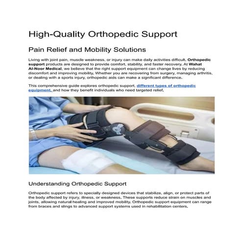 High-Quality Orthopedic Support for Medical | PDF