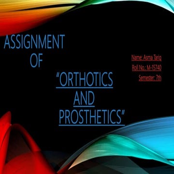 Orthotics and prosthetics | PPTX