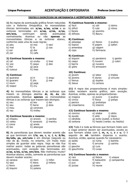 Acentuacao grafica exercicios | PDF