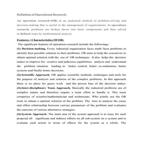 BASIC CONCEPTS OF OPERATIONS RESEARCH