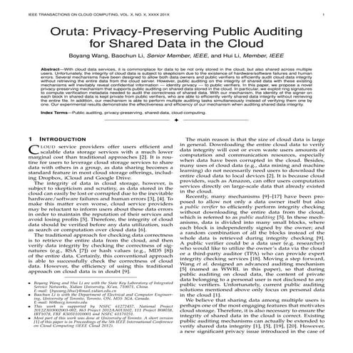 Oruta privacy preserving public auditing