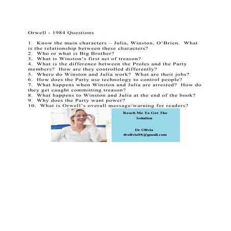 Orwell 1984 Questions1 Know The Main Characters Julia W docx