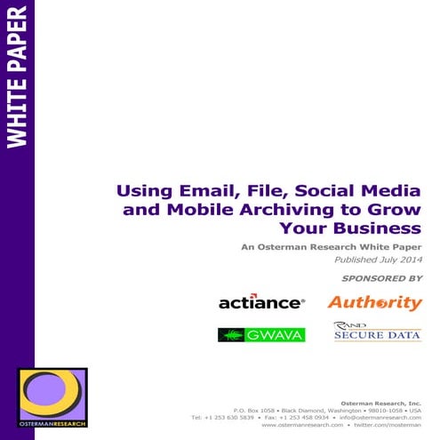 Using Email, File, Social Media and Mobile Archiving to Grow Your Business