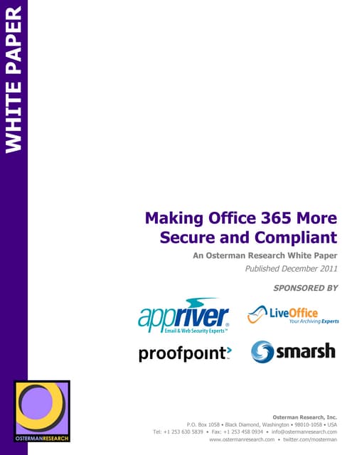 Making Office 365 More Secure and Compliant