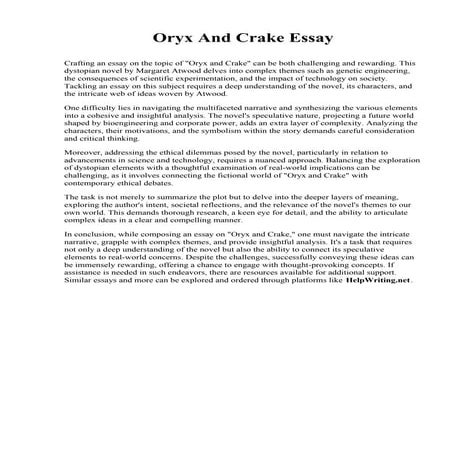 Oryx And Crake Essay.pdf
