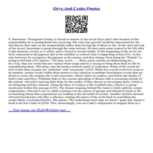Oryx And Crake Quotes | PDF