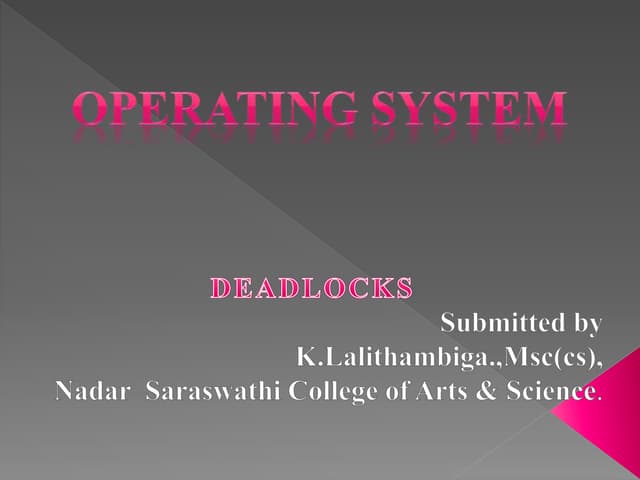 Deadlocks in operating system