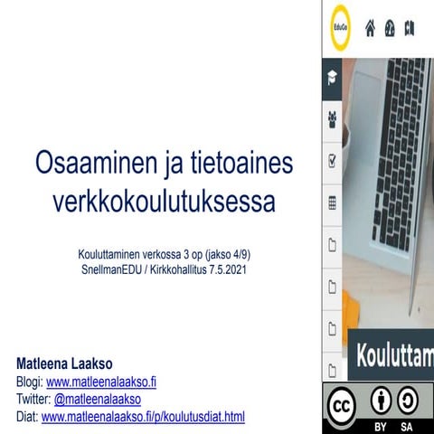 Osaaminen ja tietoaines verkkokoulutuksessa 7.5.21
