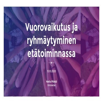 Vuorovaikutus ja ryhmäytyminen etätoiminnassa