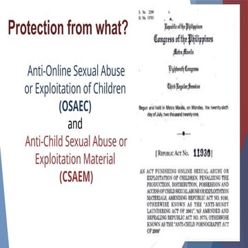 Anti-Online Sexual Abuse or Exploitation of Children (OSAEC) and Anti ...