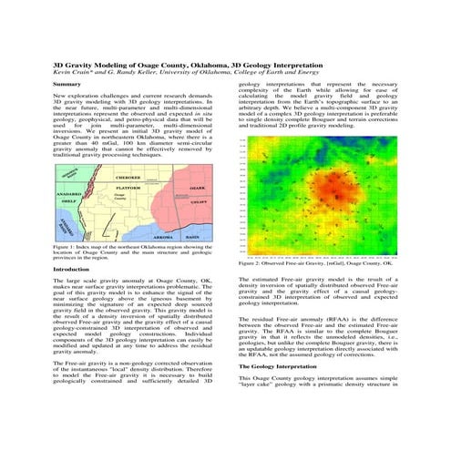 3D Gravity Modeling of Osage County Oklahoma for 3D Gravity Interpretation