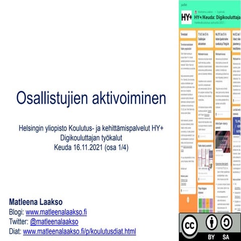 Osallistujien aktivoiminen 16.11.21 