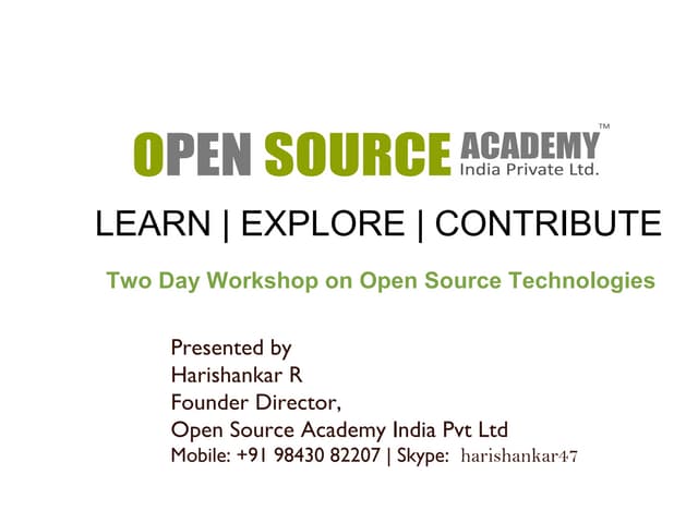 Open Source Academy Presentation on Open Source and Wordpress