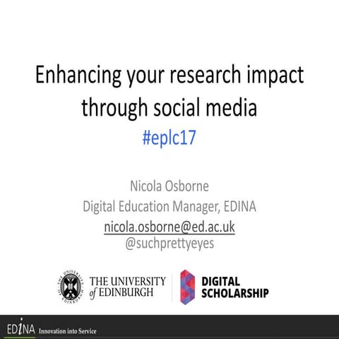 Enhancing your research impact through social media