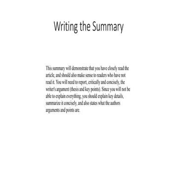 Writing the Summary