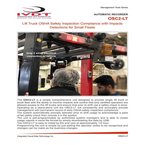 Forklift onboard OSHA safety checklist automatic recorders for single vehicle...