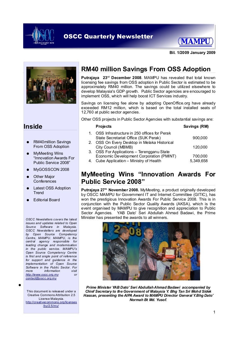Oscc Mampu Malaysia January 2009 E Newsletter