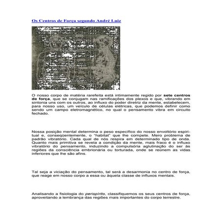 Os centros de força segundo andré luiz