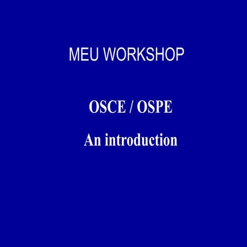 meu workshop Osce ospe an introduction