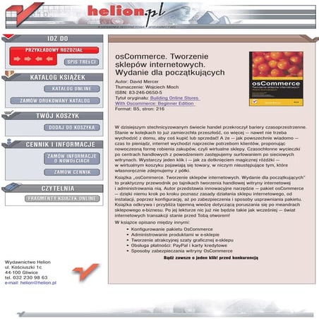 osCommerce. Tworzenie sklepów internetowych. Wydanie dla początkujących
