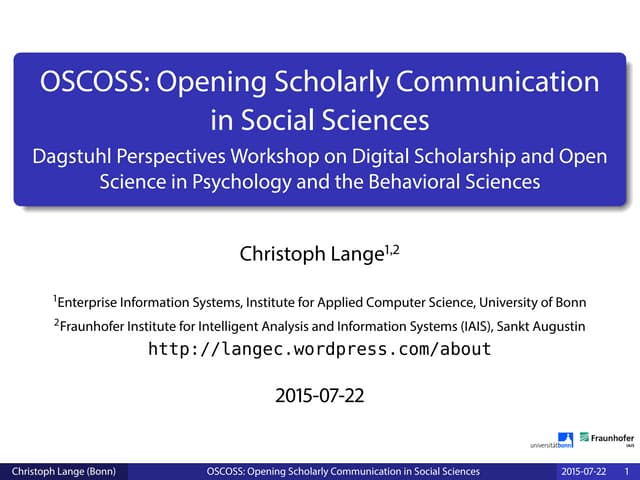 OSCOSS: Opening Scholarly Communication in Social Sciences