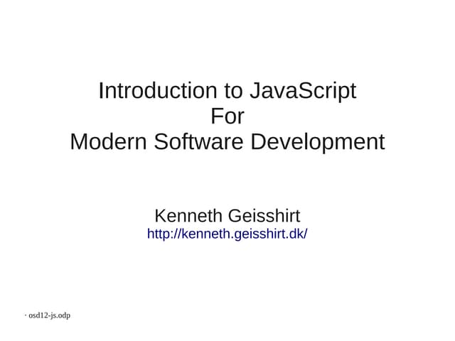 Introduction to JavaScript for Modern Software Development