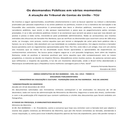 Os desmandos públicos em vários momentos:  a atuação do tribunal de contas da...