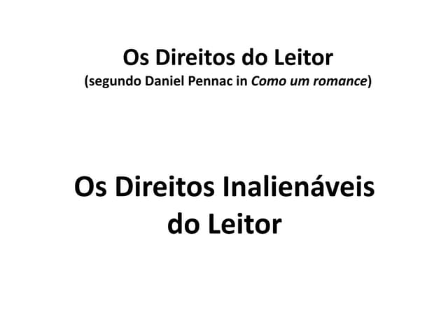 Os direitos inalienáveis do leitor