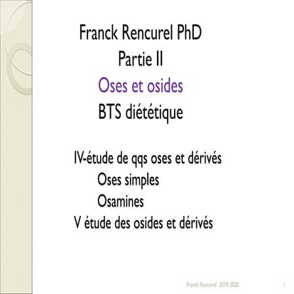 BTS diététique Oses et osides partie 2 | PDF