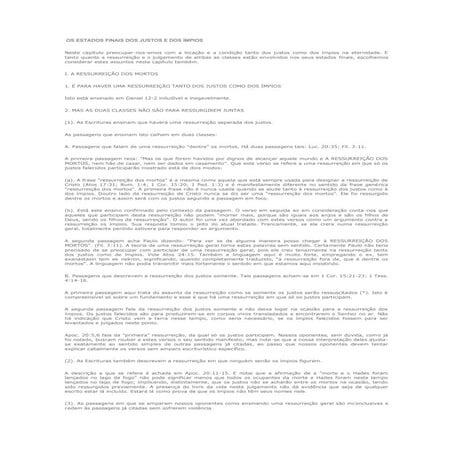 Os estados finais dos justos e dos ímpios