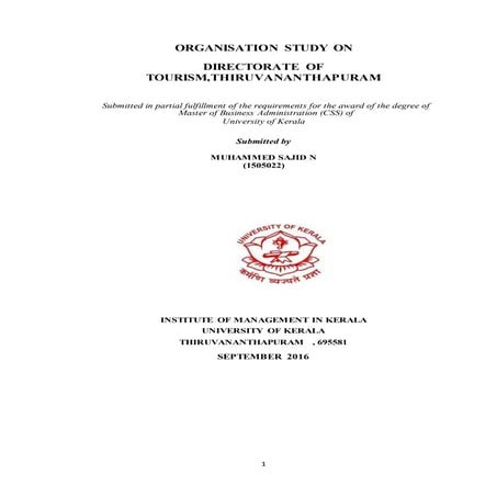 INTERNSHIP AT DIRECTORATE OF TOURISM